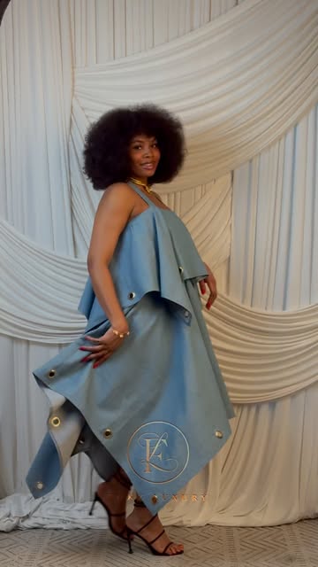 Fokz Luxury denim asymmetric set